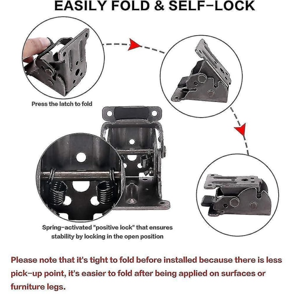4 Pack Folding Brackets Lock Extension Support Bracket Foldable Self Lock Hinges