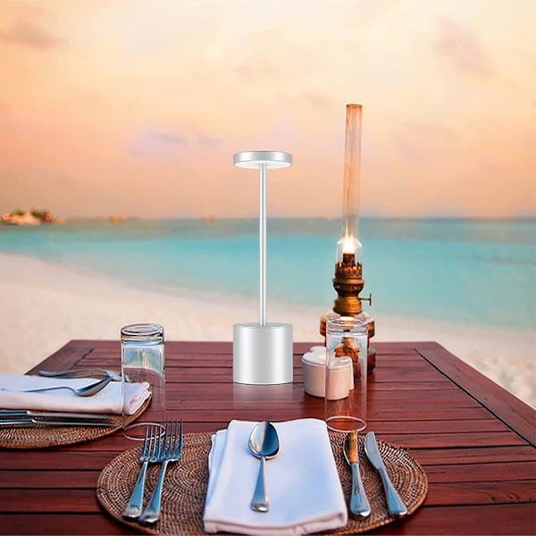 Wireless Table Lamp, Dimmable Led Battery Table Lamp Metal Aluminum Portable Usb Rechargeable Bedside Lamp Suitable For Indoor Outdoor Dining Room Bar