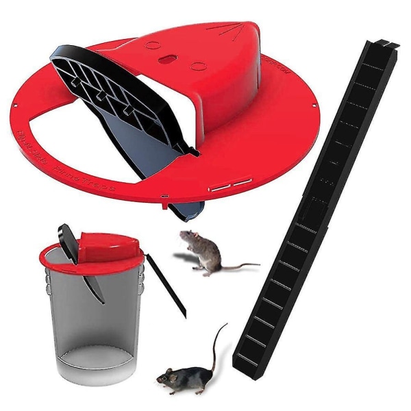 Reusable Smart Mouse Rat Trap Plastic Flip Slide Bucket Lid Humane Or Lethal Trap Door Style Multi Catch Red