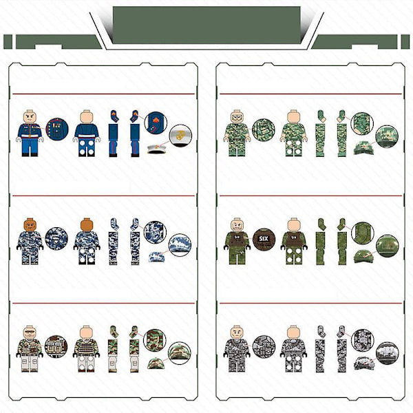 6pcs American Leopard Raid Special Elite Force Body Armor Children Diy Assembled Building Blocks