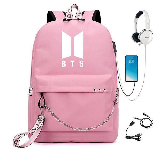 Bts Ryggsekk USB Lading Skolesekk Color 25