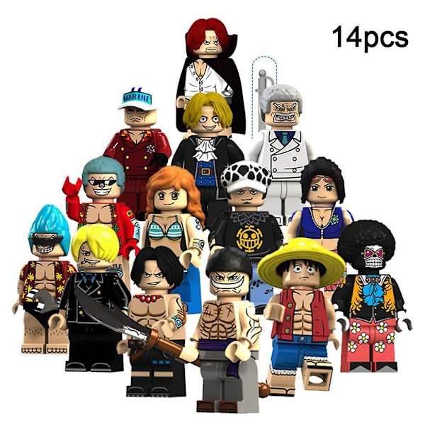 14 Pcs Luffy Ace Whitebeard Nami Franky Brook Sabo Action Figures Building Blocks Minifigures Desktop Decor