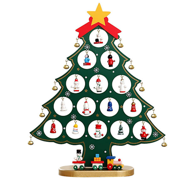 Christmas Monolithic Wooden Christmas Tree Desktop Diy Christmas Tree Decoration Scene Window Display B