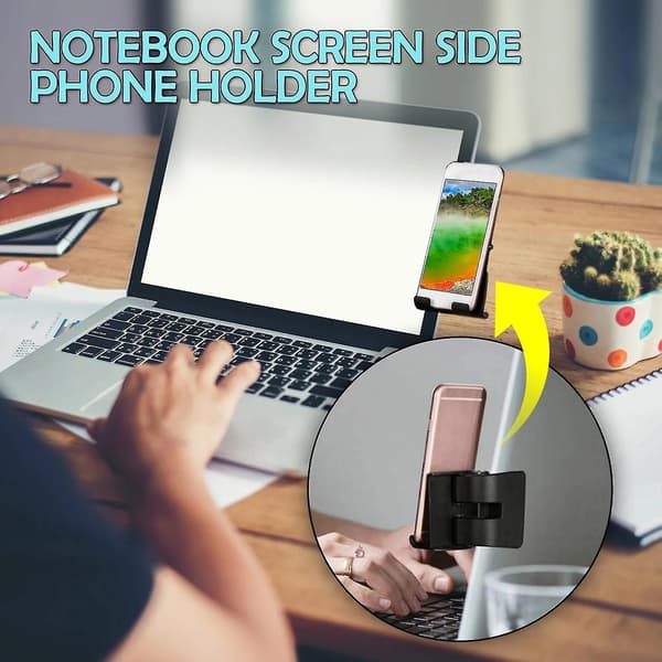 Phone Holder Adjustable Anti-deform Plastic Laptop Side Mount Phone Bracket For Dorm