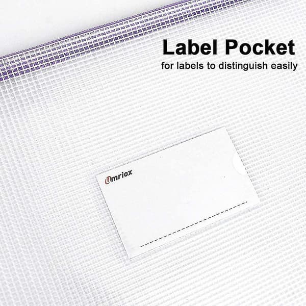 A4 Plastic Zip File Document Folders With Label Pocket, 12 Pack Plastic File