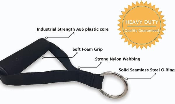 Resistance Band Handle Heavy Duty Cable Machine Attachment With Abs Core, Strong Nylon Webbing, And Seamless Steel O Ring