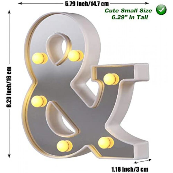LED-kirjainvalot, 26 aakkosvaloa, täydellinen yövaloksi, häihin, syntymäpäiväjuhliin, joululampuksi, kodin baarisisustukseen B09 Symbol