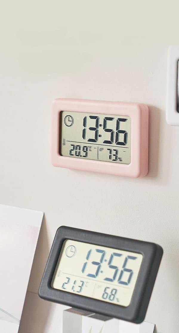 3.8-inch Simple Clock, Light And Thin Electronic Clock With Temperature And Humidity, Colorful Nordic Style Clock, Convenient Clock (pink)