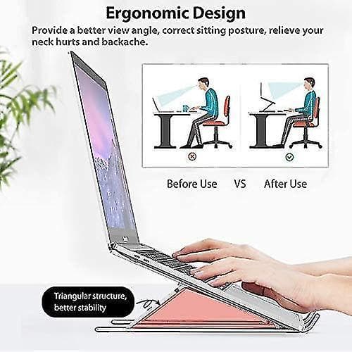 Piao Ventilated Laptop Stand, Foldable Stand With 15-40, 6 Level Adjustable Angle, Adjustable Stand For 10-15.6 Inch Pc/tablet (silver)