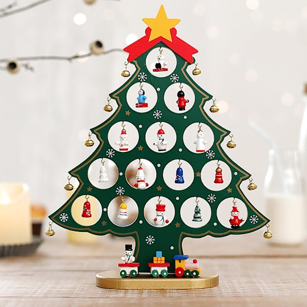 Christmas Monolithic Wooden Christmas Tree Desktop Diy Christmas Tree Decoration Scene Window Display B