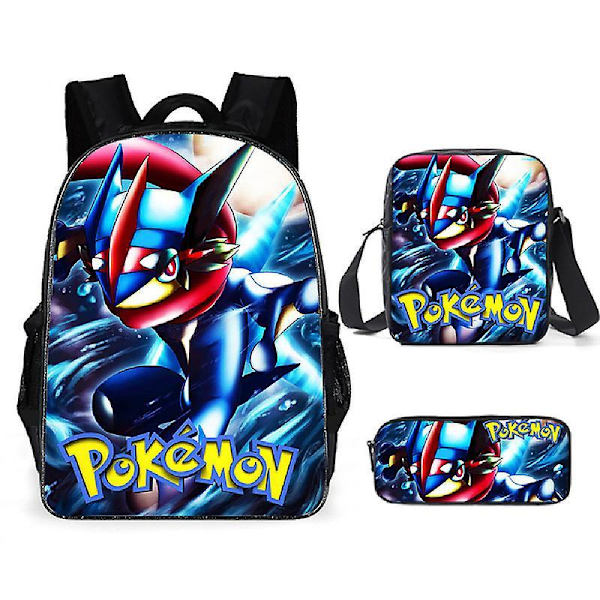 3pcs Pokmon Schoolbag Pikaqiu Backpack Polyester Comfortable Lightening Children's Bag 10
