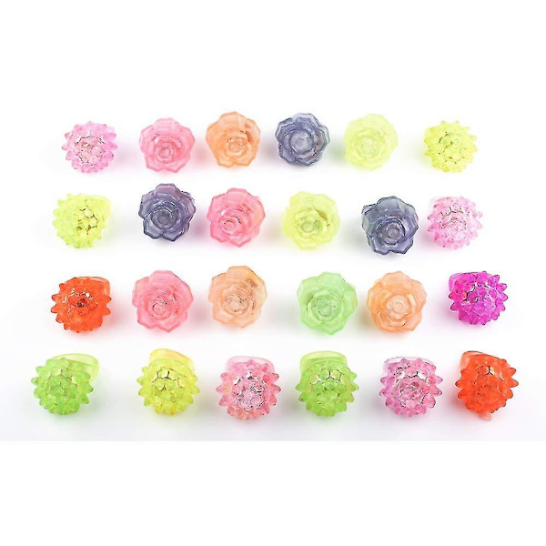 24pcs Flashing Led Ring,strawberry And Rose Pattern,bumpy Plastic Ring