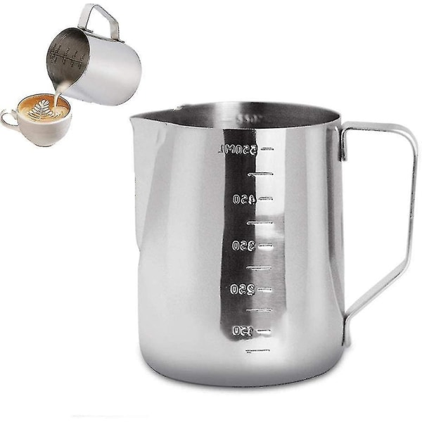 350ml Stainless Steel Milk Jug - Cappuccino Jug Pouring Jug Espresso Cup - Perfect For Espresso Machines, Milk Frothers, Latte Art