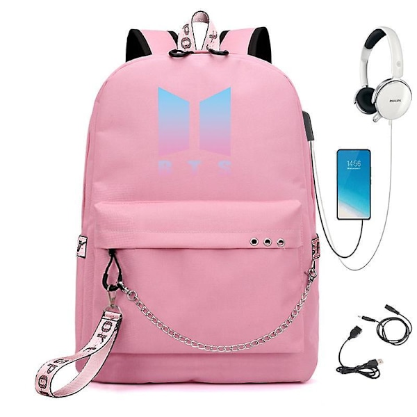 Bts Ryggsekk USB Lading Skolesekk Color 22