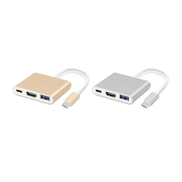 Usb-c Multiport Adapter For Usb 3.0, 4k Hdmi And Usb-c 3.1 Docking Station silver