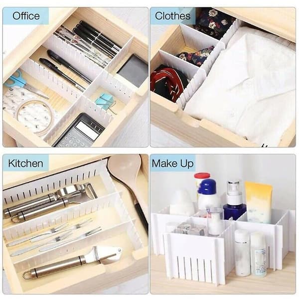 4/8/12pcs Adjustable Drawer Storage Separators Divider Socks Underwear Trinkets Holder Organiser 12PCS