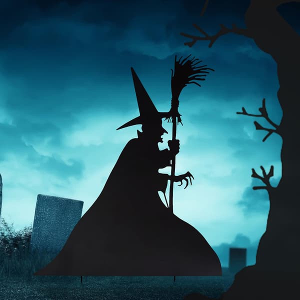 Creative Halloween Witch Silhouette Decorative Wall Art Horror Theme B