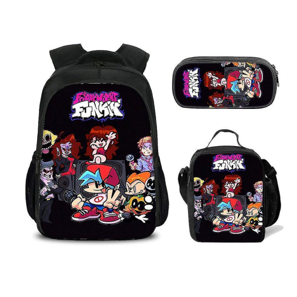 3 Pcs/set Friday Night Funkin School Bag Anime Backpack Water-proof Satchel With Pencil Bag Messenger Bag