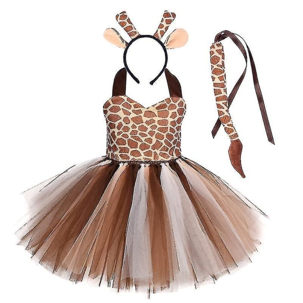 Child Halloween Animal   Costume Giraffe Tutu Dress Christmas Show Dress D 9T10T