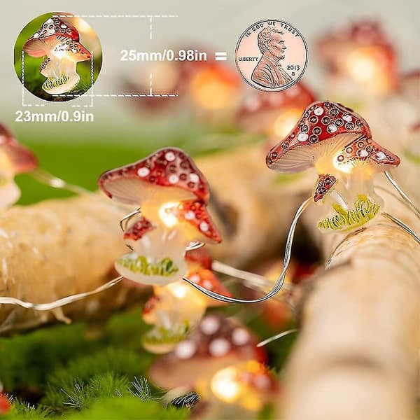 Mushroom Decoration Led String Lights 10 Feet 30 Led Battery-powered Waterp