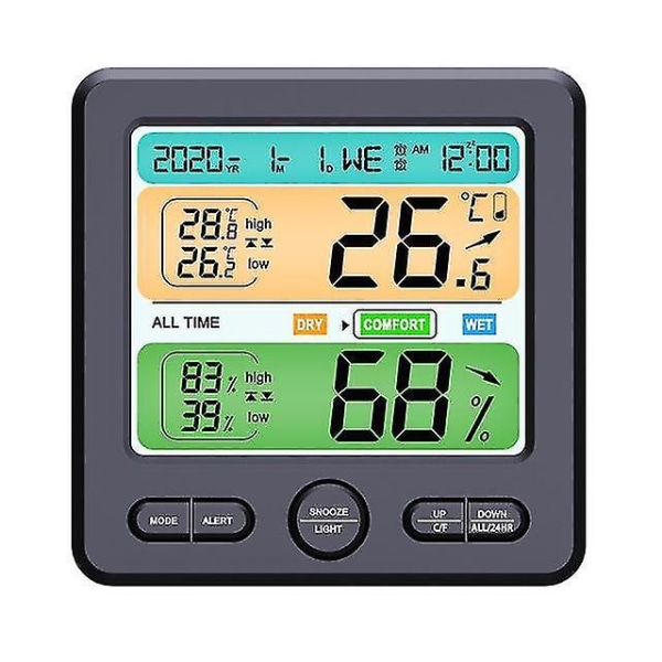 Weather Station Wireless Indoor Outdoor Sensor Thermometer Hygrometer Digital Alarm Clock Barometer Forecast Color Black
