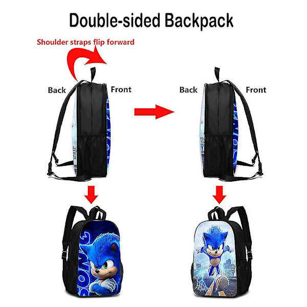 Double-sided schoolbag Sonic double-sided schoolbag primary and secondary school students sonic backpack color-1