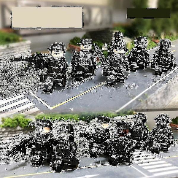 12 kpl Musta Swat Poliisi Minifiguuri Rakennuspalikka Tarvikkeet Sotilaallinen Lelu