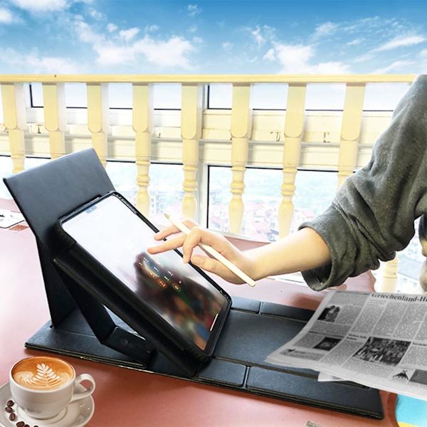 Office Home Portable Laptop Stand Foldable Holder Computer Adjustable Pu Leather