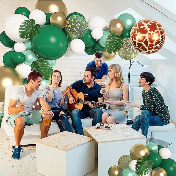 Green Jungle Theme Birthday Party Decoration Balloon Arch Dark Green Forest Animal Balloon Set