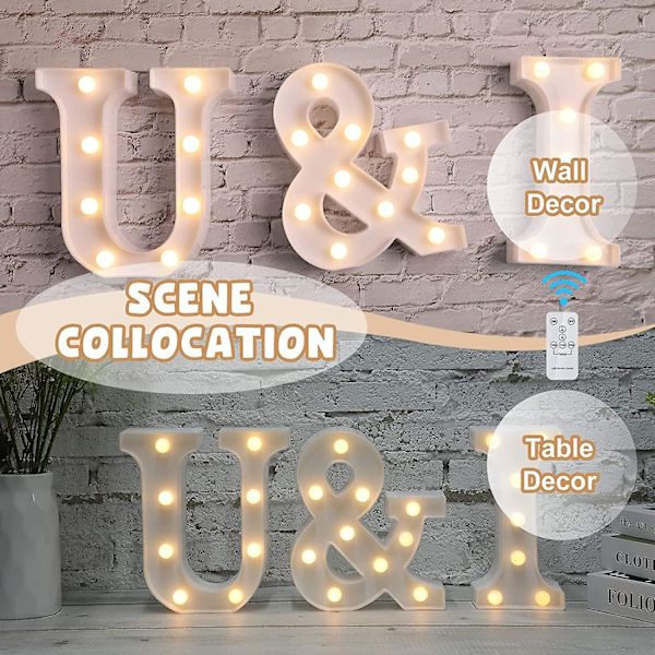 Led Letters Numbers Marquee Lights 26 Alphabet 0-9 Numbers Decorative Lamps With Wireless Remote Control For Christmas New Year Valentine Wedding