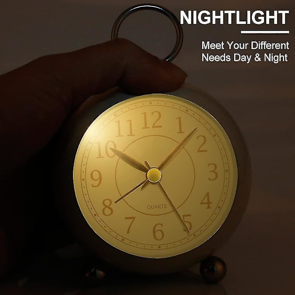 Silent Bedside Clocks Battery Operated Non Ticking Desk Clock Analogue Alarm Clock Bedroom Retro Alarm Clock-bebetter cream