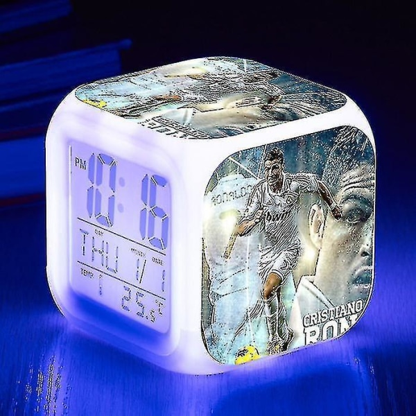 Led Digital Color Square Alarm Clock - Football Ronaldo