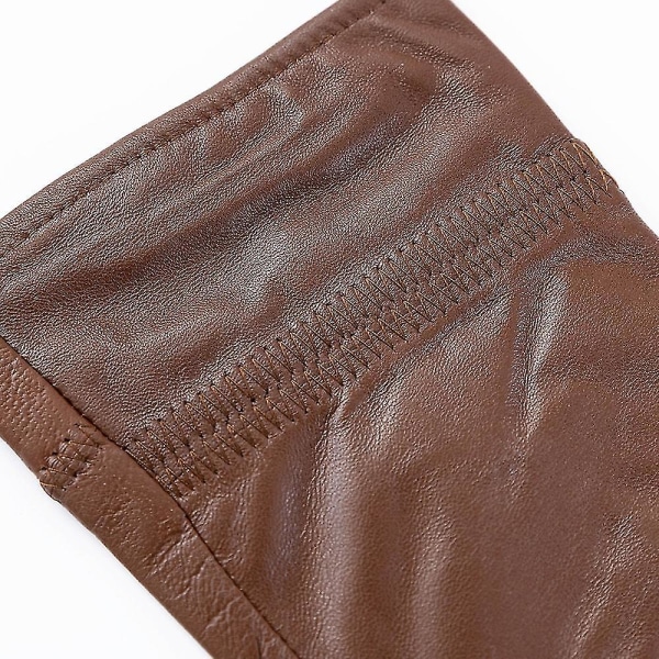Coffee Men's Real Sheepskin Gloves Lambskin Leather Gloves Warm