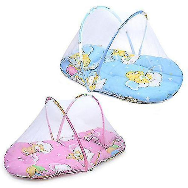 Foldable Portable Infant Baby Travel Mosquito Net Crib Bed Tent With Pillow Pink