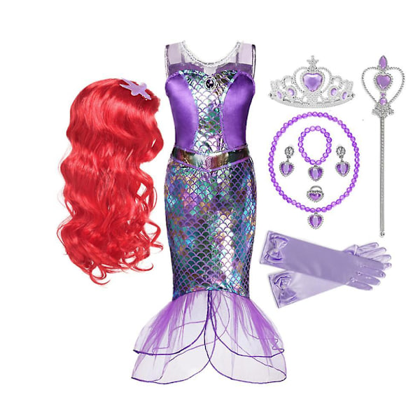 Sommer Prinsesse Lille Havfrue Ariel Kjole Børn Halloween Fancy Kostume Børne Karneval Fødselsdagsfest Tøj Sommer Udklædning A2 120CM