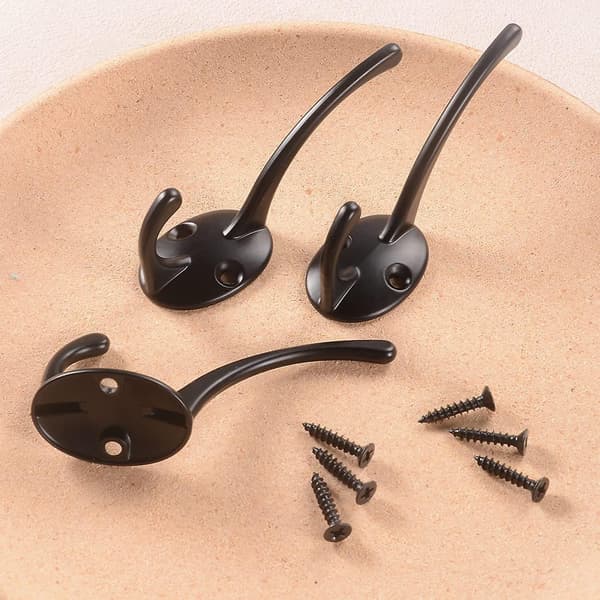 6 Pcs Retro Metal Robe Hooks With Screws Hanging Clothes Coat Hooks Wall Mounted Durable Coat Hooks For Wall Bedrooms (black)