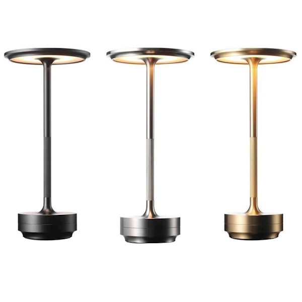 4-levels Brightness Cordless Table Lamp Dimmable Waterproof Metal Usb Rechargeable Table Lamp Silver