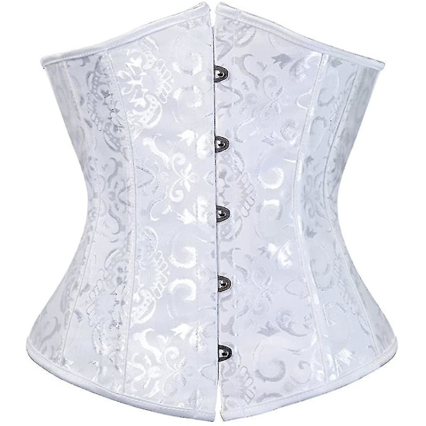 Women's Lace Up Boned Underbust Waist Trainer Corset White L