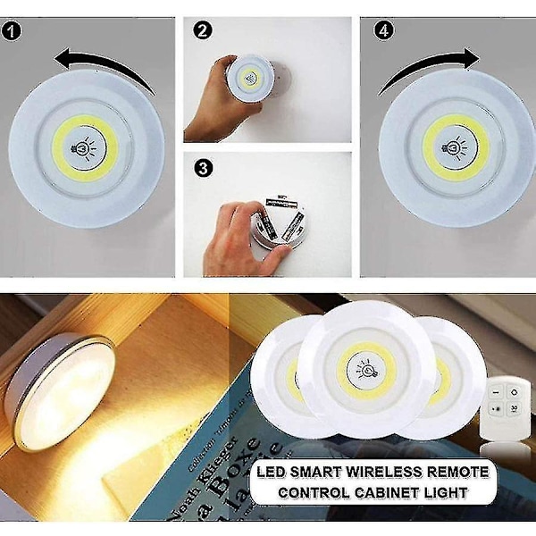 Batteridrevet Dæmpbar LED - Underskabslampe Med Fjernbetjening 1 Kontrolenhed 6 Lamper Kold Hvid