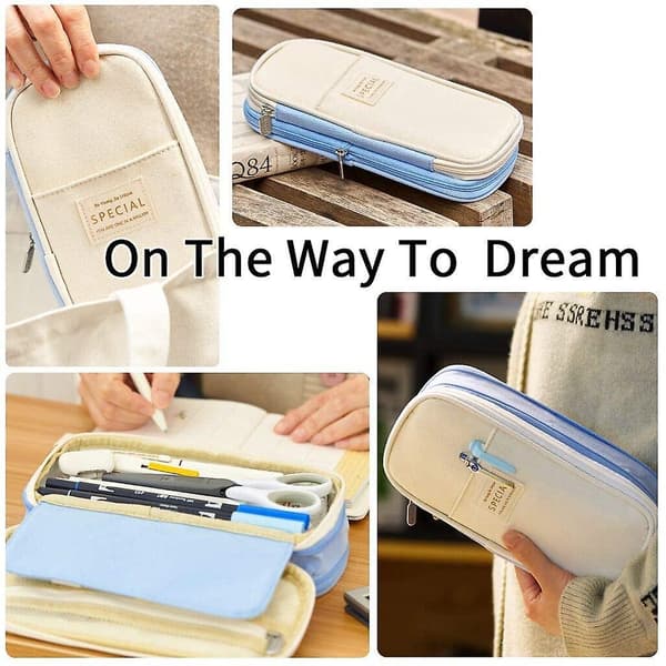 Gemdeck Big Capacity Pencil Pen Case Office College School Blue