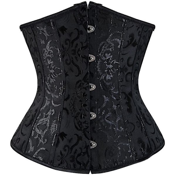 Women's Lace Up Boned Underbust Waist Trainer Corset Black M
