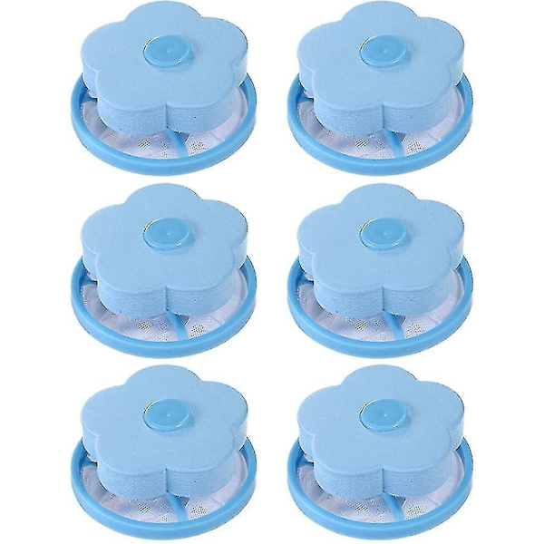 6 Stykker Vaskemaskine Flydende Hårfilter Net Mesh Filter Blommeformet Pose