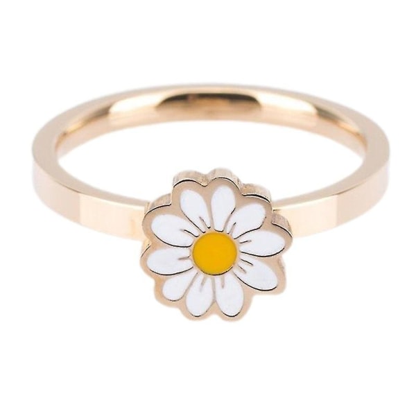 Daisy Flower Meditation Ring Relieving Anxiety Stress Rotatable Band Ring Gifts