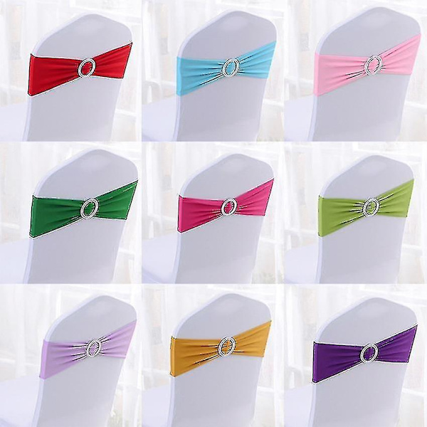 50pcs Tretch Lycra Spandex Chair Bands With Buckle Slider For Wedding Champagn