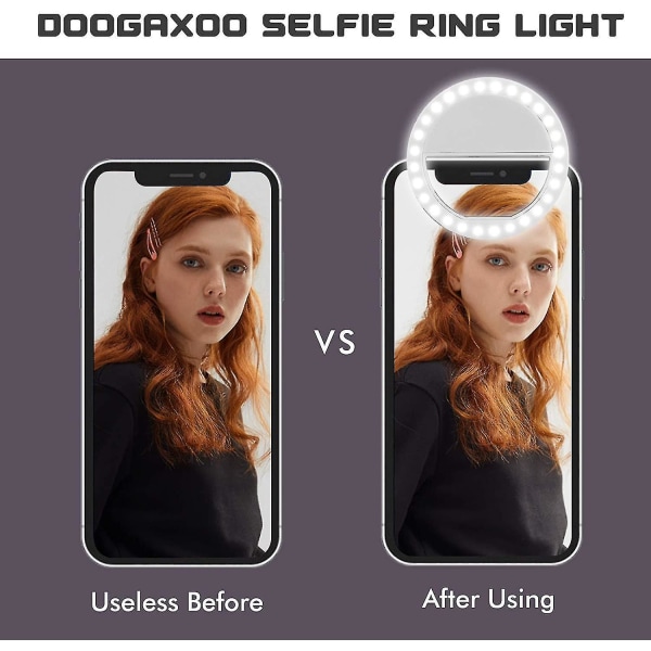 Selfie Ring Light (2 Packs), 3 Light Modes Rechargeable Clip-on Phone Ring Light With 36 Led For Iphone/laptop/computer, Mini Selfie Light F