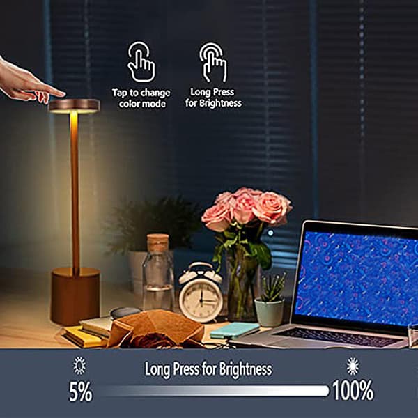 3-levels Brightness Led Table Lamp Touch Dimmable Usb Rechargeable Bar Night Light Cordless Modern Khaki