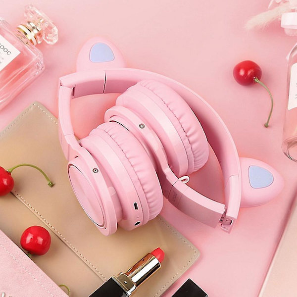 Bluetooth Headphones, Ct-7 Cat Ear Led Light Up Wireless Foldable Headphones Over Ear With Microphone And Volume Control For Iphone/ipad/smartphones/ B
