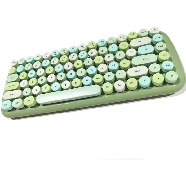 Mini Wireless Keyboard 2.4g Usb Keyboard And Mouse Set, Round Keycap, Multi-color Cute Girly Keyboard... (green)