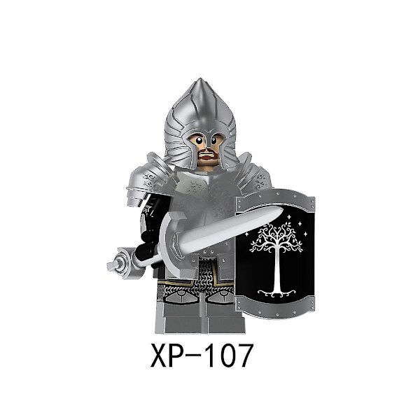 4pcs Lord Of The Rings Series Assembled Building Blocks Gondor Soldier Silver Painted Minifigure With Armor