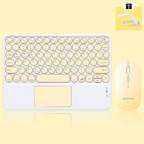 Ipad Keyboard And Mouse Combo, Wireless Bluetooth Keyboard yellow A